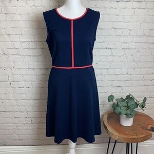 THML Nanette Texture Knit Fit & Flare Navy Dress